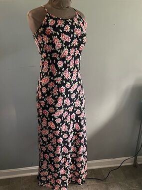 Vintage Esprit Black Floral Midi Dress